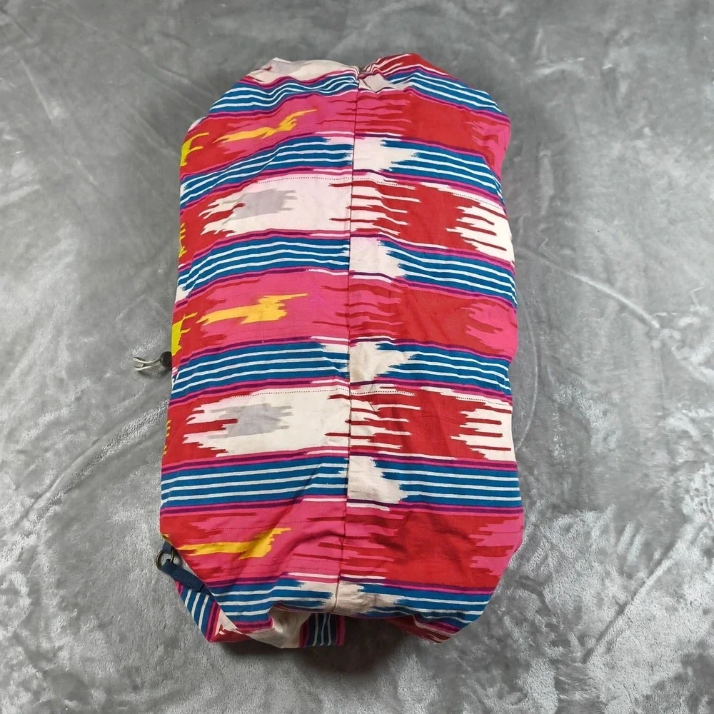 Fat Face Weekender Duffel Backpack Bag Ikat Stripe Pink Cotton Zip Travel Boho